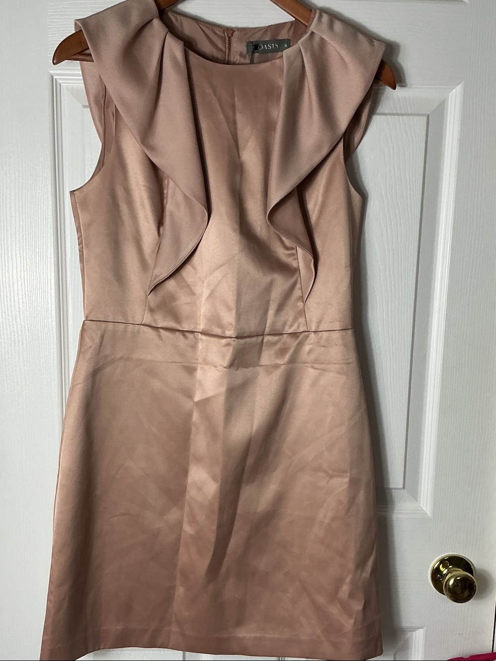 Oasis Dusty Rose Sleeveless Ruffle Neck Mini Dress